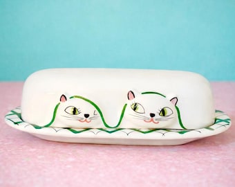 Vintage Holt Howard Cozy Kitten Butter Dish MCM Japan 1958 Kitsch Retro