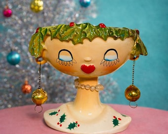 【まーちゃんさま】vintage pot ୨୧ 小鹿さん miniテリーヌポット Vintage 1959 Holt Howard My Fair Lady Christmas Head Vase