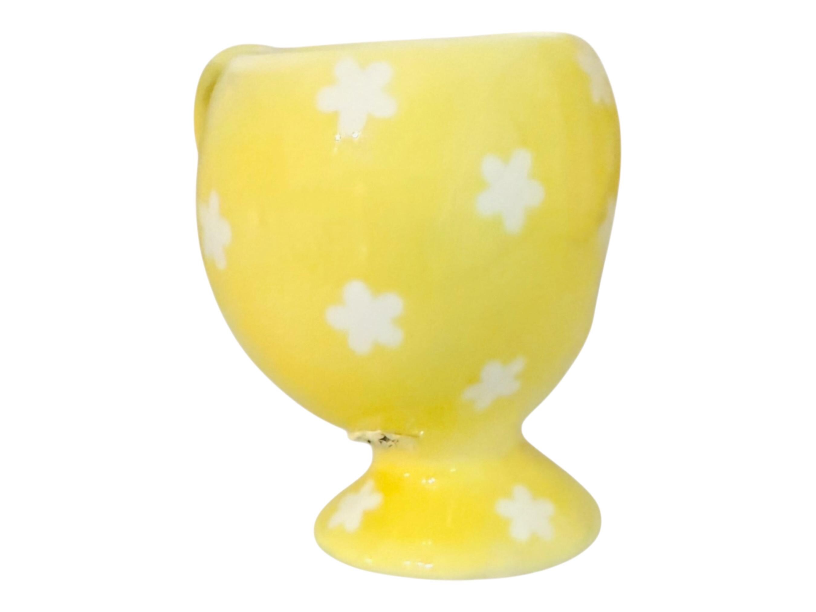 Vintage Napco Miss Cutie Pie Yellow Egg Cup Brunette Girl