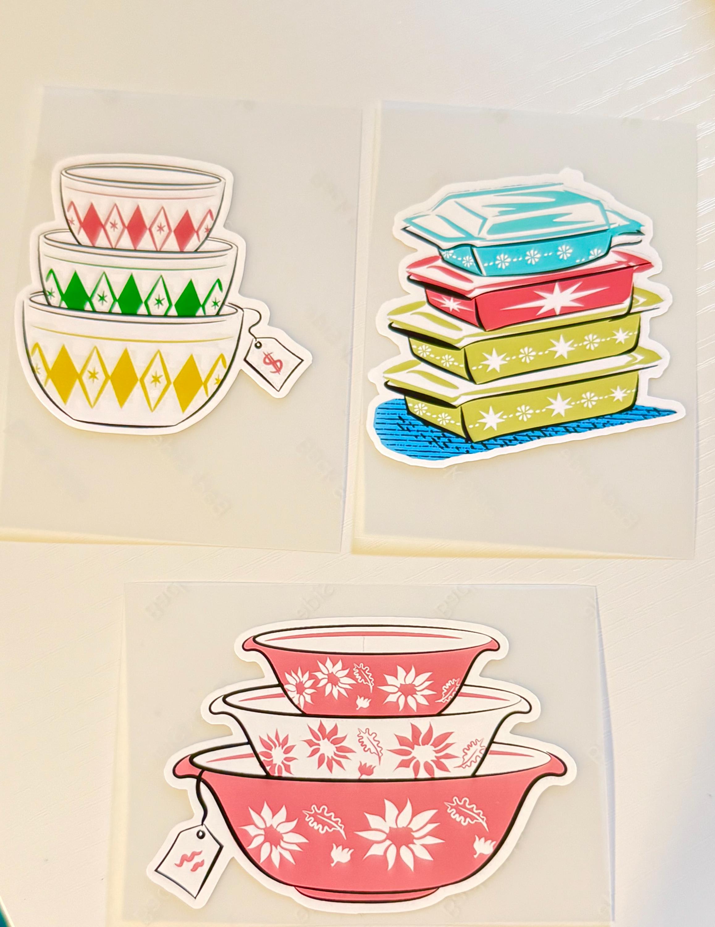 Pyrex Stack Sticker Rare Pyrex Pink Perfection Stickers MCM Pyrex Stacks Starburst Diamonds ...