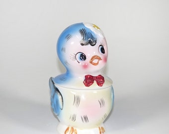 Vintage Lefton Bluebird Norcrest Blue Bird Sugar Jar Topline Imports Jam Jar Anthropomorphic 1950s