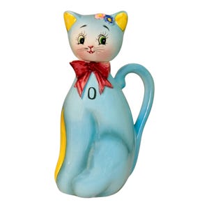 RARE Vintage Norcrest Blue Cat Vinegar Cruet PY Japan 1950s Kitsch