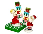 Vintage Christmas Lipper Mann Santa and Mrs. Claus NOEL Salt and Pepper Shakers Japan 1950s