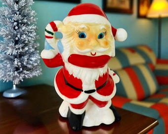Figura navideña vintage de Papá Noel con ojos saltones de Japón, años 50, MCM Japón