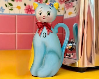 Vintage 1950s Norcrest Blue Cat Oil and Vinegar Set Extremely Rare