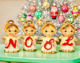 Figurki aniołów chórowych Vintage NOEL z lat 50. XX wieku Capri Creations Japan MCM