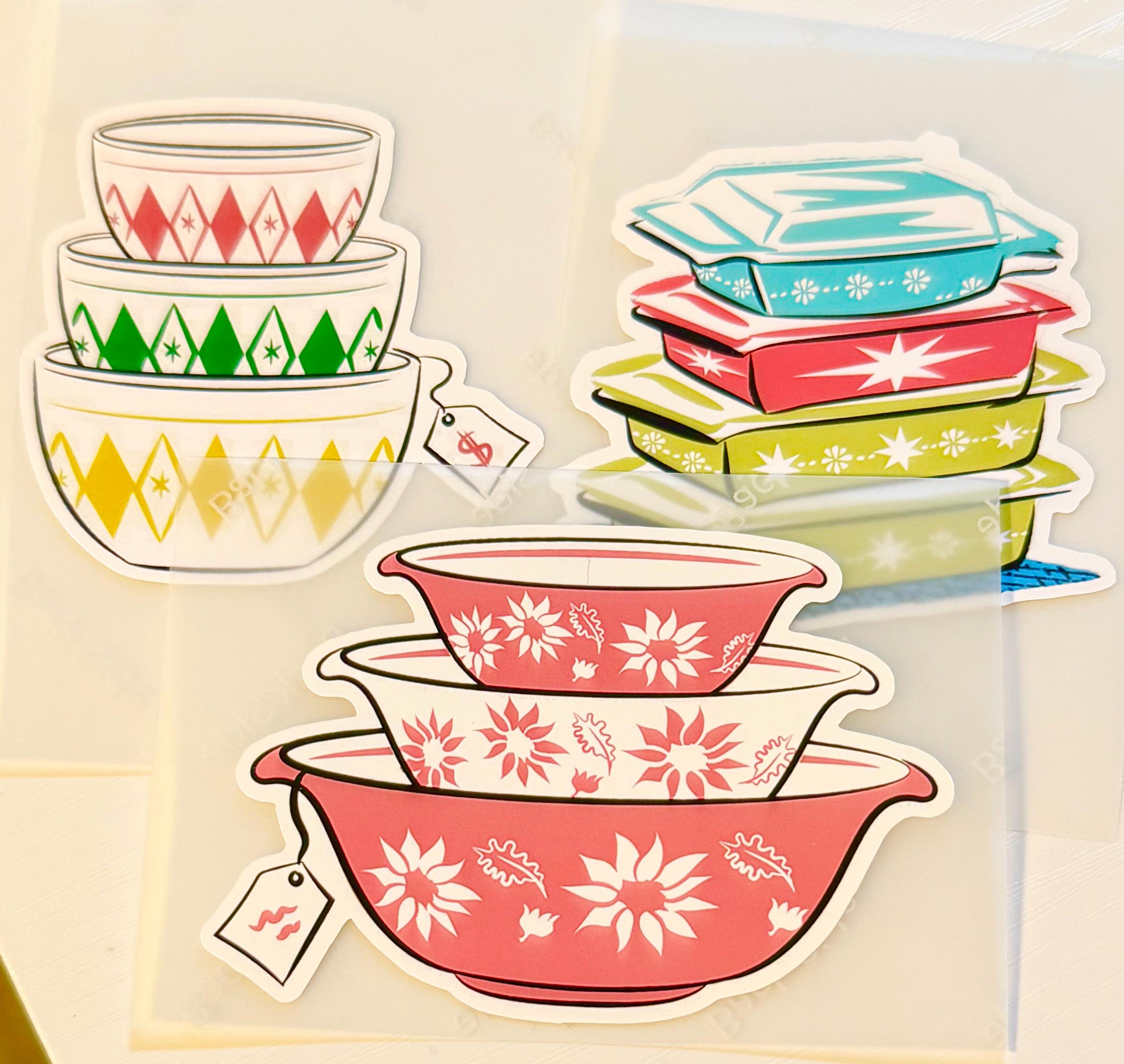 Pyrex Stack Sticker Rare Pyrex Pink Perfection Stickers MCM Pyrex Stacks Starburst Diamonds ...