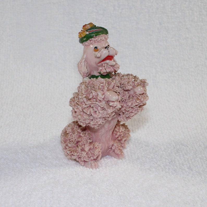 Vintage Pink Spaghetti Poodle Dog Figurine Begging with Tam | Etsy