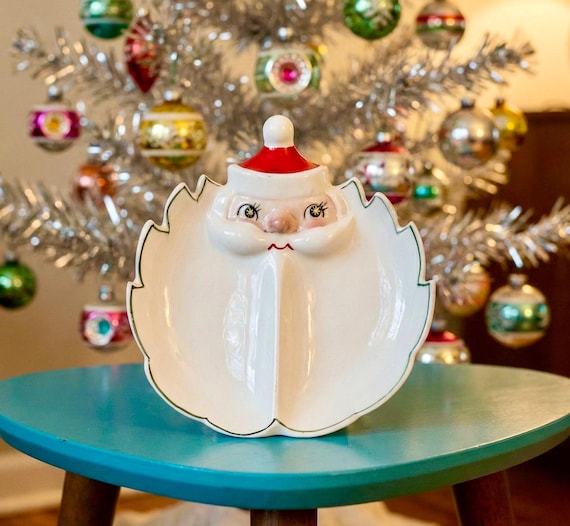 Vintage 1958 Holt Howard Starry Eyed Santa Divided Candy Dish Nut