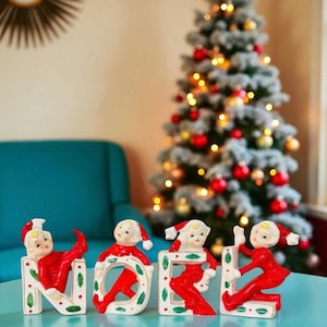 Vintage Christmas NOEL Elves Figurines Mid-Century Japan Elf Pixie 1950s MCM