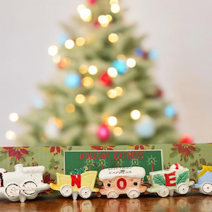 Vintage Weihnachten Commodore Japan Santa Noel Urlaub Express Weihnachtszug Kerzenhalter - mit Original Box 1950er Jahre MCM Retro
