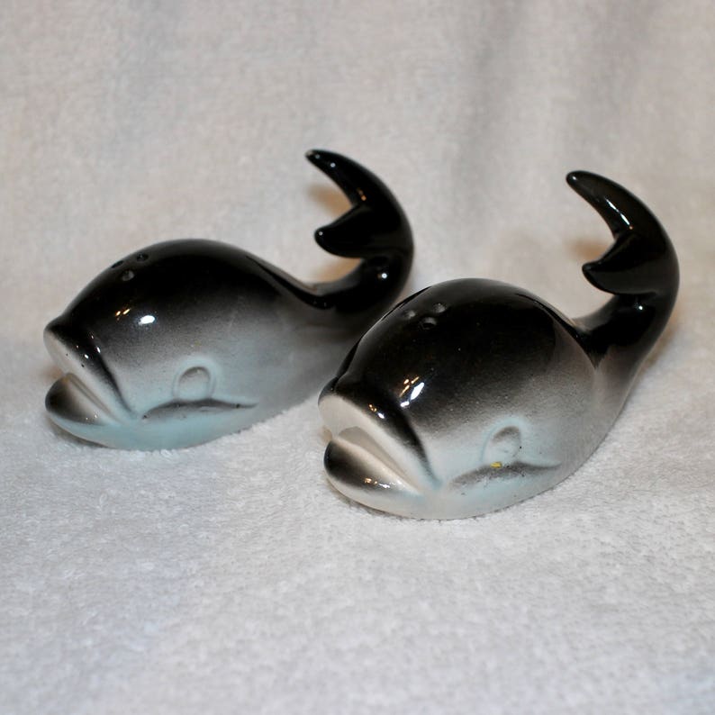 Vintage 1950s Whale Fish Salt and Pepper Shakers Marine Etsy