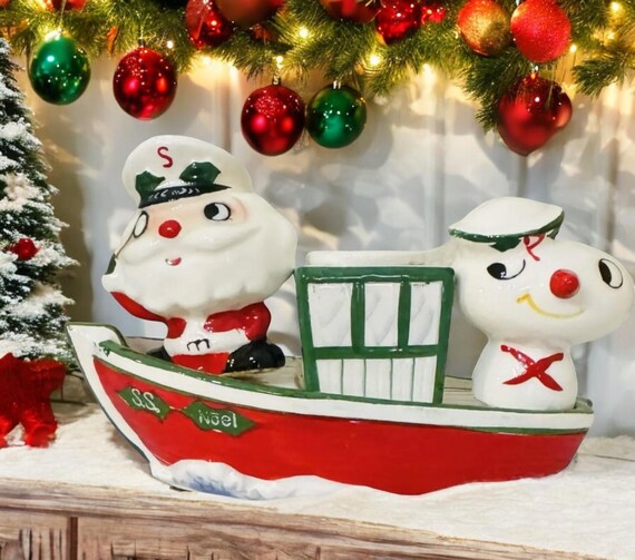 Vintage Holt Howard SS Noel Santa Candleholder Salt Pepper 1959 