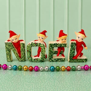 Vintage NOEL Alver Pixies Figuriner 1950-talet Japan Mitten av århundradet Jul Kitsch MCM