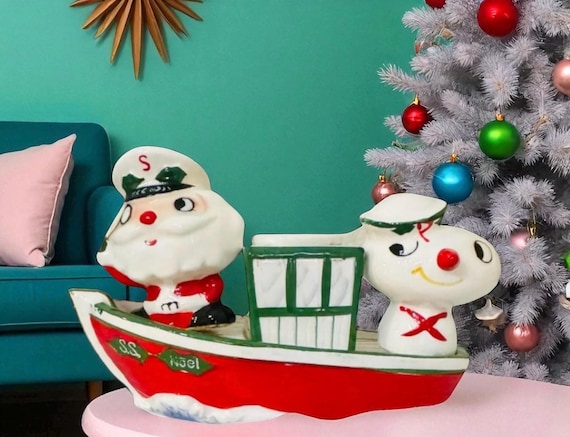Vintage Holt Howard SS Noel Santa Candleholder Salt Pepper 1959