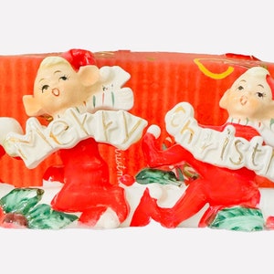 Vintage Norcrest Christmas Pixie Elves on a Candy Cane Japan MCM 1950s Figurine image 8