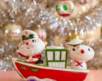 Vintage Holt Howard SS Noel Santa Candleholder Salt Pepper 1959