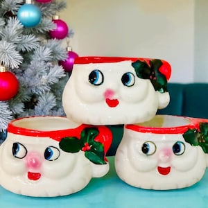 Vintage Christmas 1950s Blume Japan Mini Santa Mugs – Set of 3 MCM