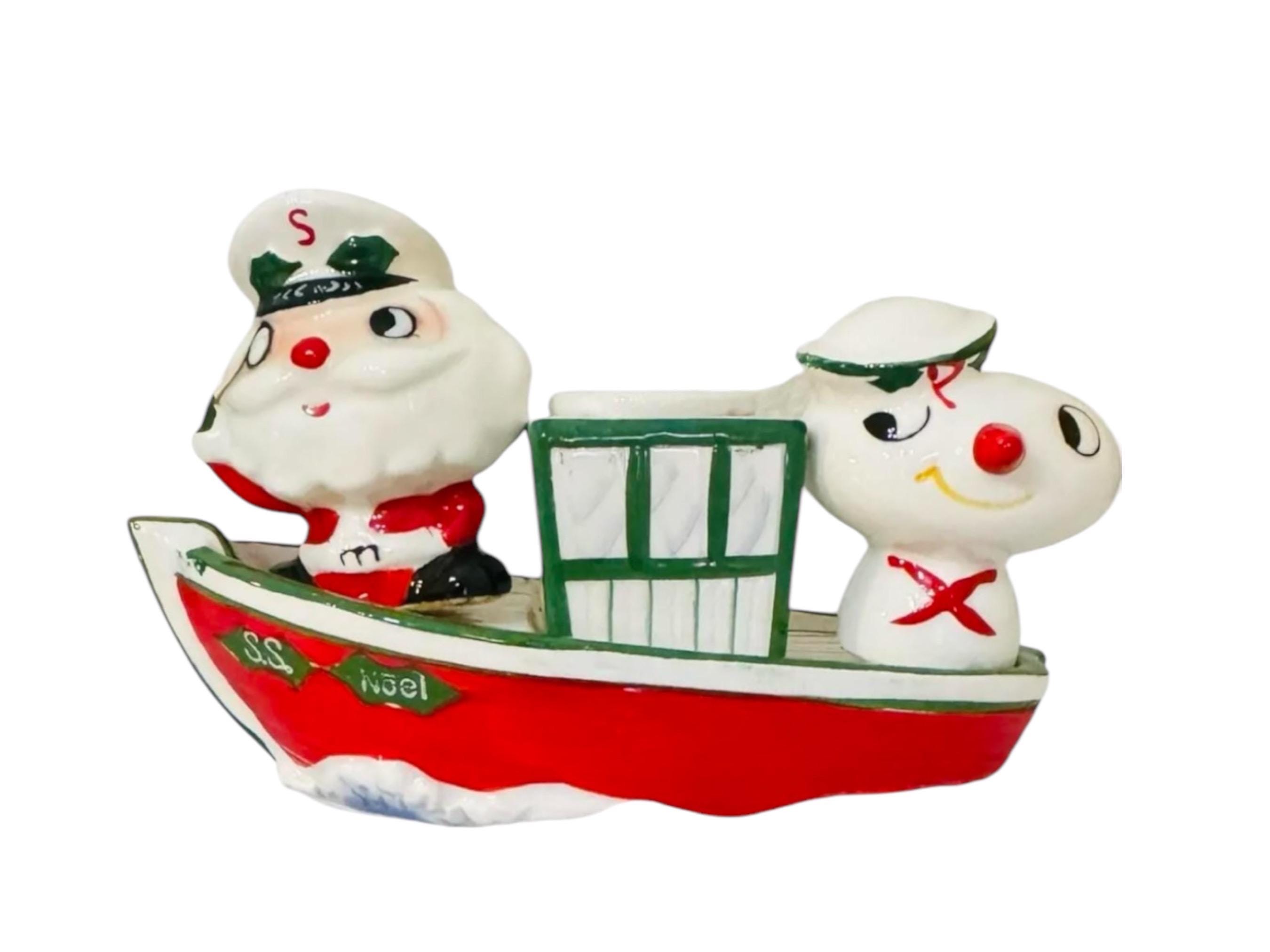 スノーマン　ウェッジウッド・コールポート　陶器　置物 Vintage Holt Howard SS Noel Santa Candleholder Salt Pepper 1959