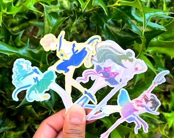 Holographic Outer Planet Sailor Scouts Stickers | Magical Girl Anime Decals (Full Pack Available)