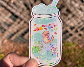 Holographic Gen 1 Starter Poke Sticker, Decal for Laptop and Water Bottle