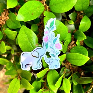 Pegatina holográfica de elefante floral, pegatina de mamá y yo, pegatinas transparentes, calcomanías para portátiles y botellas de agua