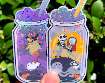 Holographic Halloweentown Sticker, Skeleton Decals for Laptop and Water Bottle