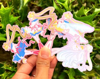 Holographic Pretty Guardian Stickers, Different Transformations, NEW SIZE & COLORS
