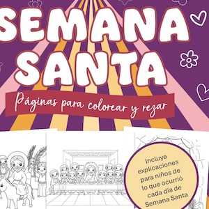 Libro para colorear Semana Santa para niños actividad cristiana de Pascua imprimible católica de la Resurrección de Jesús para colorear.