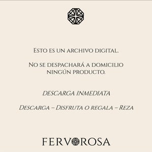 May include: A digital file notice on a light background featuring a black geometric diamond-shaped logo at the top and the text: ESTO ES UN ARCHIVO DIGITAL. NO SE DESPACHAR&Aacute; A DOMICILIO NING&Uacute;N PRODUCTO. DESCARGA INMEDIATA. DESCARGA &ndash; DISFRUTA O REGALA &ndash; REZA. FERVOROSA.