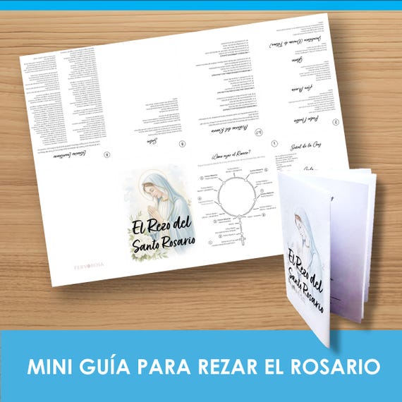 Cómo rezar el Rosario Guía de bolsillo en Español, Ave María, Misterios y oraciones del Santo Rosario, Folleto imprimible Descarga Digital