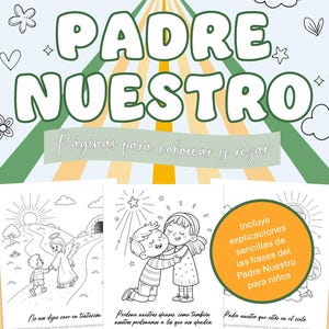 Libro para Colorear y Rezar el Padre Nuestro Dibujos para Niños con Explicaciones Oracion en español, pdf descargable imprimible