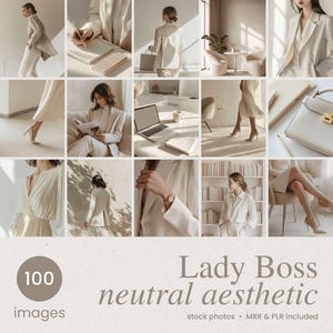 Neutral Aesthetic Stock Images, Girl Boss Photos, Faceless Digital Marketing Images with MRR PLR, Beige Aesthetic Images for Instagram Posts