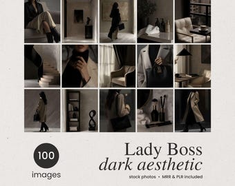 Fotos de stock de Girl Boss con estética oscura, ambiente de lujo, marketing digital sin rostro, estilo de vida empresarial, imágenes MRR y PLR, Instagram y branding.