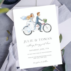 Faire-part de mariage à vélo, Faire-part de mariage chic, Toile, Faire-part de mariage romantique, Faire-part de mariage mignon, Carte de mariage personnalisée