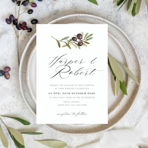 Invito matrimonio italiano, biglietto matrimonio ramo d'ulivo, Canva, invito italiano, biglietto matrimonio Amalfi, invito Toscana, biglietto mediterraneo