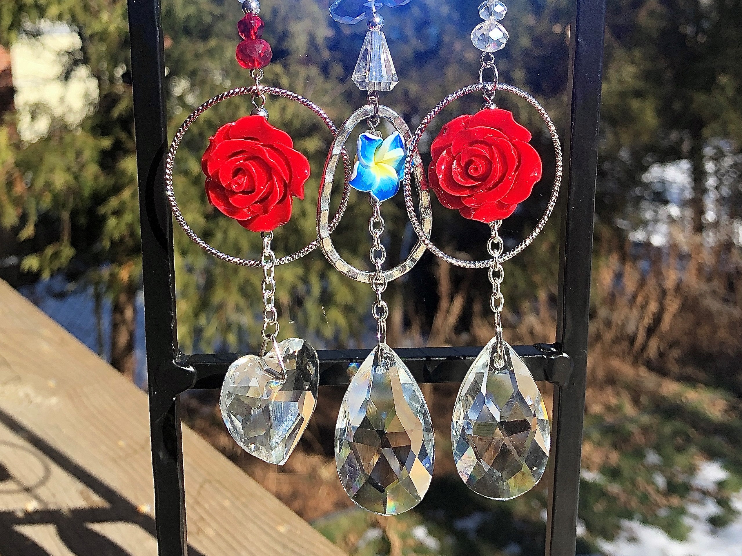 Personalized suncatcher flower with crystal window ornament Etsy