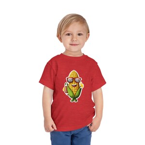 Toddler Corn Tee, Kids Football Shirt, Children's Game Day T-shirt, Red Football Toddler Top, NE Theme Shirt for Little Ones