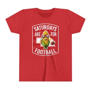 Youth Football Tee, NE Corn Sunglasses Shirt, Kids Game Day Top, Saturday Team Sports T-shirt, Football Fan Gift, Red N White