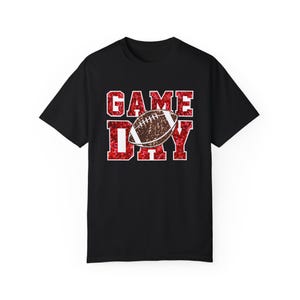 Football Game Day Red Sequin T-shirt, Comfort Colors, Unisex Tee, Sporty Gameday Shirt, Casual Game Day Top, Faux Sequin Tee image 6