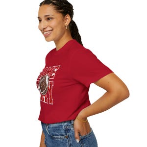 Football Game Day Red Sequin T-shirt, Comfort Colors, Unisex Tee, Sporty Gameday Shirt, Casual Game Day Top, Faux Sequin Tee image 5