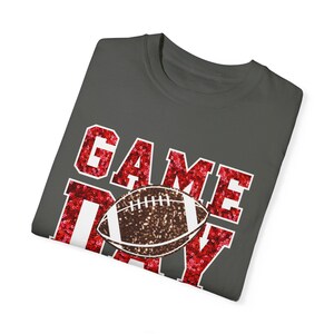 Football Game Day Red Sequin T-shirt, Comfort Colors, Unisex Tee, Sporty Gameday Shirt, Casual Game Day Top, Faux Sequin Tee image 8
