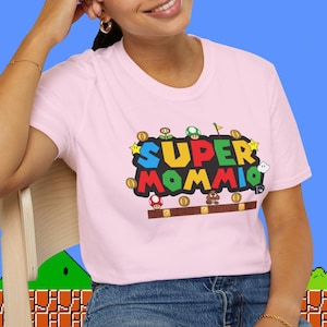 スーパーママシャツ、母の日ギフト、ママTシャツ、面白いママトップ、クールママTシャツ、ファミリーファッションアパレル