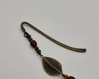 Bronze leaf dangle bookmark