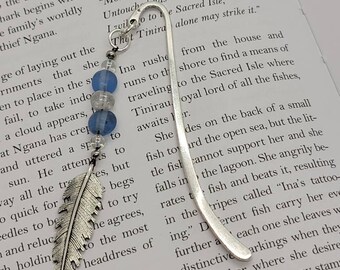 Blue feather bookmark
