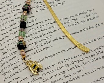 Bee and flower bookmark black