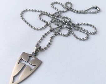 Templar Shield Necklace: Crusader Knight Cross Pendant
