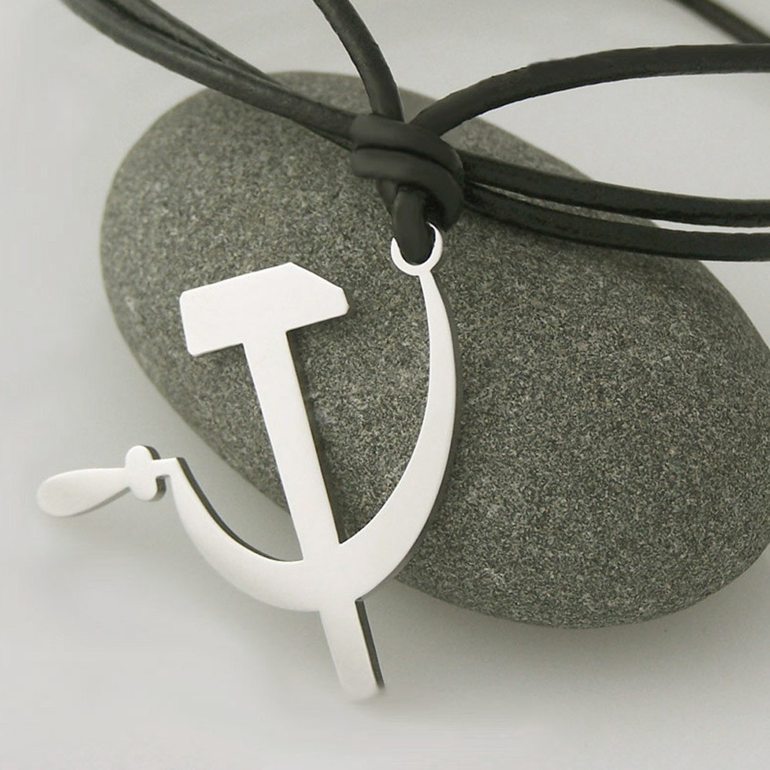 Hammer and Sickle Stainless Steel Pendant on Natural Leather Etsy