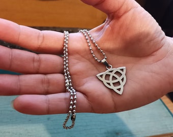 BAVIPOWER Celtic Triquetra Viking Rune Pendant Necklace 4mm Keel Chain