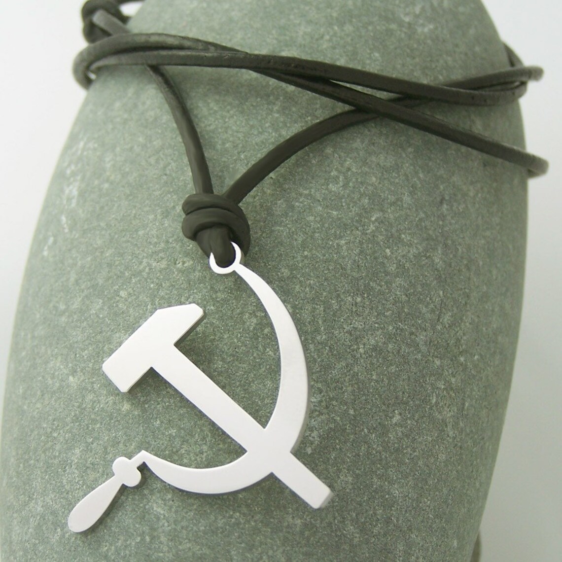 Hammer and Sickle Stainless Steel Pendant on Natural Leather Etsy